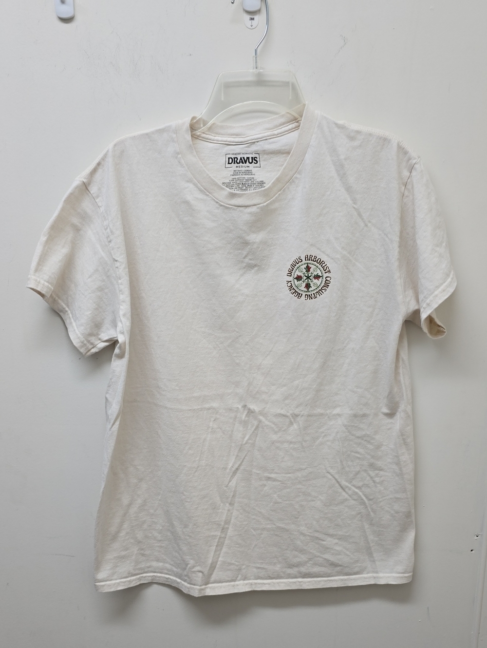 DRAVUS Off-White Short Sleeve Logo Tee - Men's Size M
